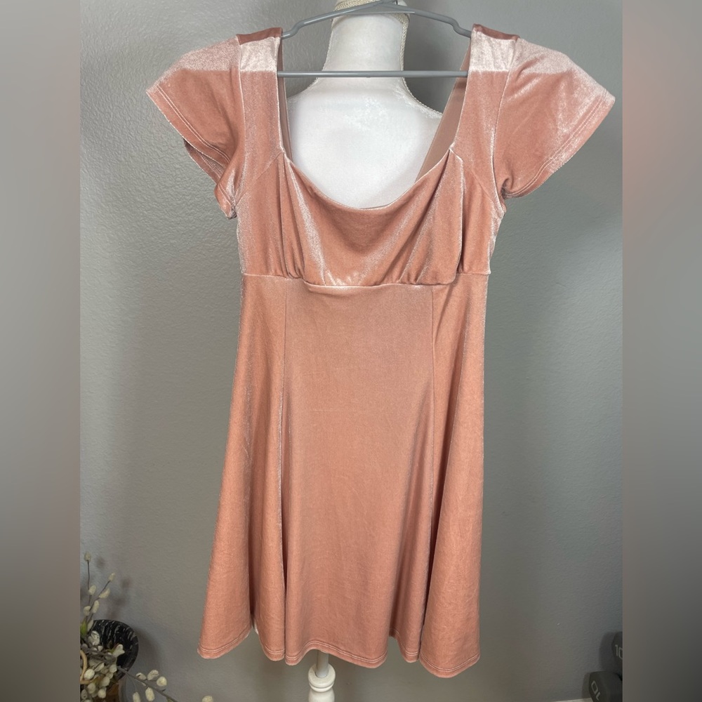 Blush Pink Crushed Velvet Mini Dress
